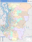 Seattle-Tacoma-Bellevue Metro Area Digital Map Color Cast Style